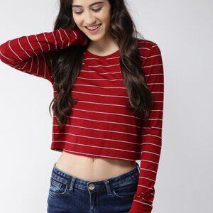 Forever 21 Long Sleeve Red and white striped top